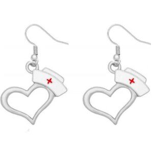 Nurse Earrings - Heart Nurse Cap